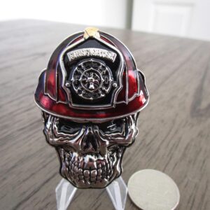 Firefighter First Responder Prayer Skull Challenge Coin