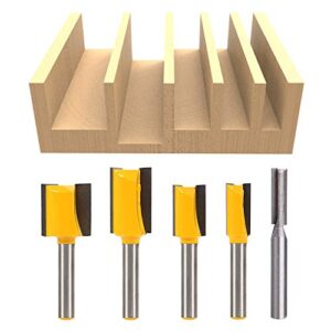 Meihejia 1/4 Inch Shank Straight Dado Router Bit Set - 5 Sizes