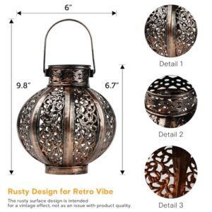 MAGGIFT 2 Pack Hanging Solar Lights,Outdoor Ramadan Solar Lanterns Decorations,Waterproof Hanging Solar Light 6 Lumens,Brown