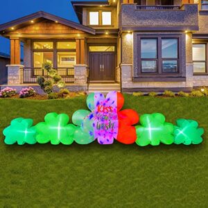 seasonblow 10 ft wide inflatable kaleidoscope st. patrick's day shamrocks decoration with a sparkling cluster,blow up cluster of clovers for home yard lawn garden indoor outdoor holiday party