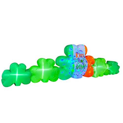 SEASONBLOW 10 Ft Wide Inflatable Kaleidoscope St. Patrick's Day Shamrocks Decoration with a Sparkling Cluster,Blow Up Cluster of Clovers for Home Yard Lawn Garden Indoor Outdoor Holiday Party