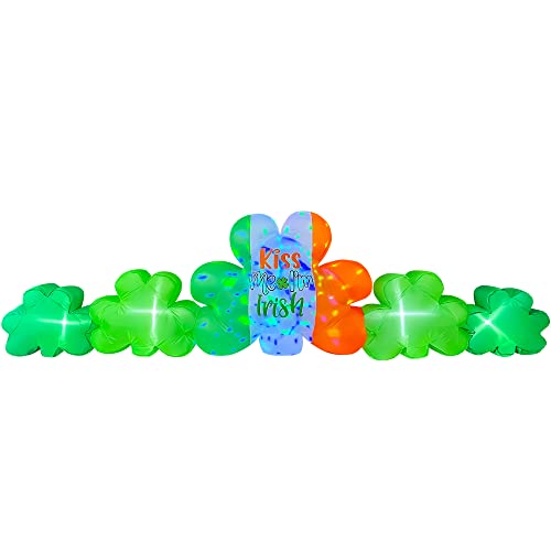 SEASONBLOW 10 Ft Wide Inflatable Kaleidoscope St. Patrick's Day Shamrocks Decoration with a Sparkling Cluster,Blow Up Cluster of Clovers for Home Yard Lawn Garden Indoor Outdoor Holiday Party