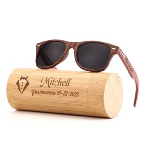 personalized wooden walnut sunglasses, groomsmen gifts, mens sunglasses wedding gift