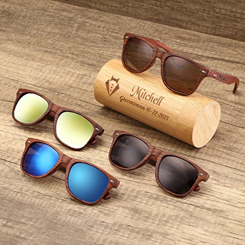 Personalized Wooden Walnut Sunglasses, Groomsmen Gifts, Mens Sunglasses Wedding Gift