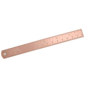 Straight Ruler Vintage Brass Handy Straight Ruler Metal Copper Bookmark with Cm Inch Dual Scale for Line Drawing (Copper)