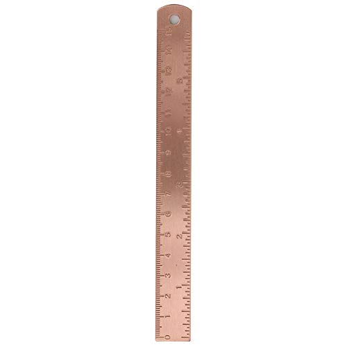 Straight Ruler Vintage Brass Handy Straight Ruler Metal Copper Bookmark with Cm Inch Dual Scale for Line Drawing (Copper)