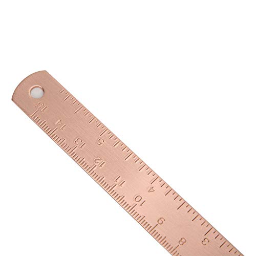 Straight Ruler Vintage Brass Handy Straight Ruler Metal Copper Bookmark with Cm Inch Dual Scale for Line Drawing (Copper)