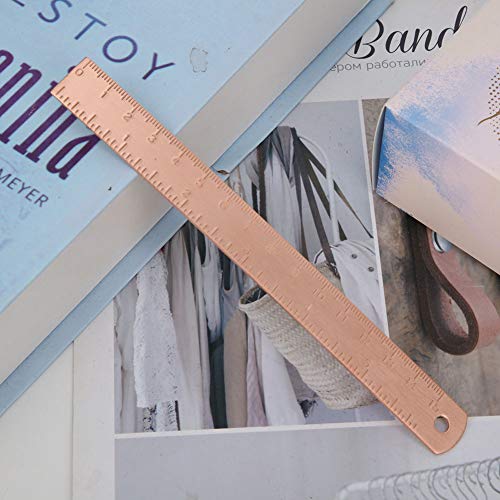 Straight Ruler Vintage Brass Handy Straight Ruler Metal Copper Bookmark with Cm Inch Dual Scale for Line Drawing (Copper)