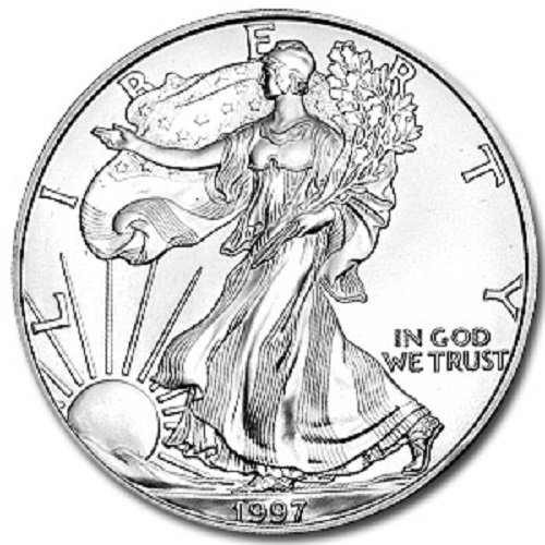 1997 - American Silver Eagle .999 Fine Silver with Our Certificate of Authenticity Dollar Uncirculated US Mint