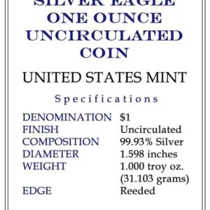 1997 - American Silver Eagle .999 Fine Silver with Our Certificate of Authenticity Dollar Uncirculated US Mint