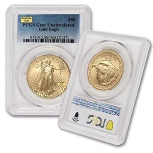 1986 - present (random year) 1 oz american gold eagle coin gem uncirculated (type 1 or type 2) gemunc $50 pcgs
