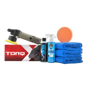 chemical guys buf612 torqx random orbital polisher, one-step scratch & swirl removal kit - 8 items blue