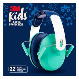 3m kids hearing protection, hearing protection for children with adjustable headband, 22db noise reduction rating, green