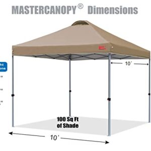 MASTERCANOPY Durable Ez Pop-up Canopy Tent with Roller Bag (10x10, Khaki)