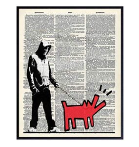 banksy graffiti 8x10 wall decor picture - modern art decoration poster for home, apartment, office, dorm, living room, bedroom, bathroom - gift for contemporary urban street mural fan