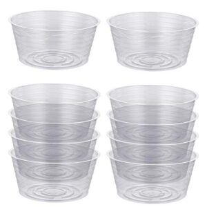 idyllize 10 pieces of 4 inch clear thin deep plastic plant saucer drip tray for pots (4'')