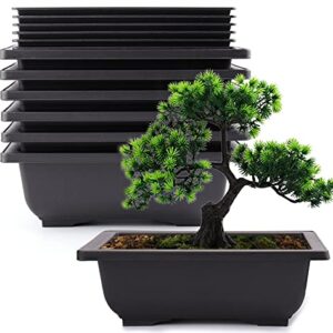 Yesland 6 Pack Bonsai Training Pots - 9 Inches Classic Deep Humidity Trays with Built in Mesh - Plastic Square Pot & Bonsai Plants Growing Pots