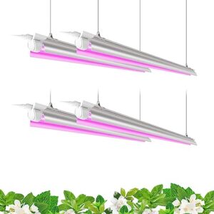 Barrina LED 4FT, 168W(4 x 42W, 1000W Equivalent), Full Spectrum, V-Shape with Reflector, Grow Light Strip for Indoor Plants, 4-Pack