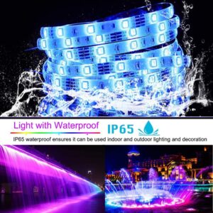 SENYERGIANT LED Strip Lights, 32.8 ft RGB Led Light Strip 600 LED 5050 SMD IP65 Waterproof RGB Flexible Light Strip Kit with 44 Key IR Remote RGB Controller, Strengthen Tape, 12V 5APower Supply12