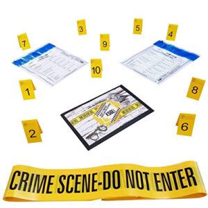 kobe1 crime scene kit:crime scene barrier tape,do not enter (20feetx1),evidence collection bags (x2),photo evidence markers, frames(cards:1 to 10),(7cm x 4cm folded)