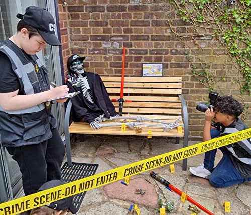 Kobe1 Crime Scene Kit:Crime Scene Barrier Tape,Do Not Enter (20Feetx1),Evidence Collection Bags (x2),Photo Evidence Markers, Frames(Cards:1 to 10),(7cm x 4cm Folded)