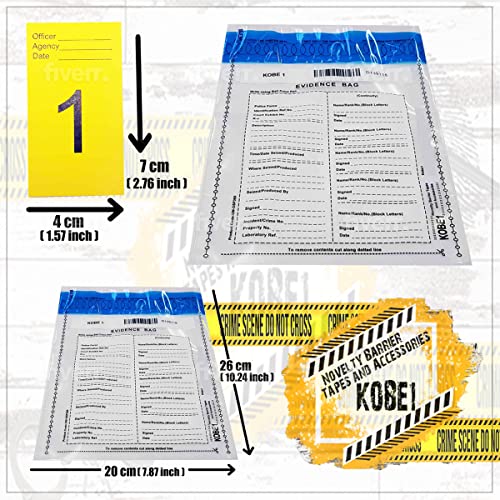 Kobe1 Crime Scene Kit:Crime Scene Barrier Tape,Do Not Enter (20Feetx1),Evidence Collection Bags (x2),Photo Evidence Markers, Frames(Cards:1 to 10),(7cm x 4cm Folded)