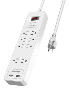 huntkey power strip surge protector 4000 joule, 3 usb charger port 12 widely space outlet 6ft extension cord power bar for office room (black)
