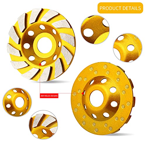 HRLORKC 4 Inch Concrete Turbo Diamond Grinding Cup Wheel 12 Segs Heavy Duty Angle Grinder Wheels for Angle Grinder