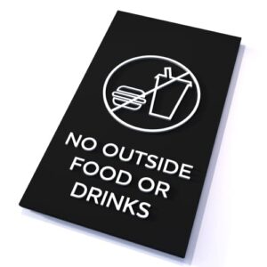 kubik letters no outside food or drinks sign, modern design door sign for restaurant and cafe with 3m double sided tape