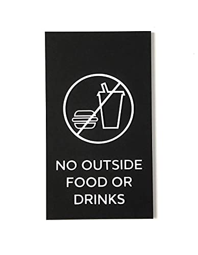 Kubik Letters No Outside Food or Drinks Sign, Modern Design Door Sign for Restaurant and Cafe with 3M Double Sided Tape