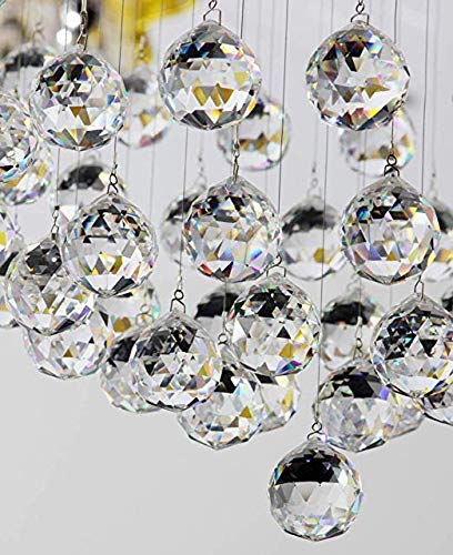 Crystalsuncatcher 20mm/30mm/40mm Clear Crystal Ball Prisms Chandelier Lamp Lighting Drops Hanging Prisms Parts Suncatcher Rainbow Maker Home Decor, Pack of 13