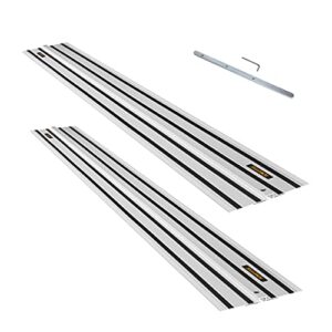 powertec 71505 110” guide rail joining set for dewalt track saws | includes 2x55" aluminum extruded guided rails and (1) guide rail connector for woodworking projects