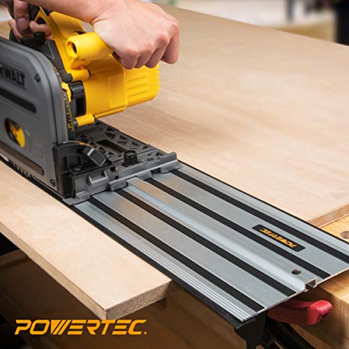 POWERTEC 71505 110” Guide Rail Joining Set for DeWalt Track Saws | Includes 2x55" Aluminum Extruded Guided Rails and (1) Guide Rail Connector for Woodworking Projects