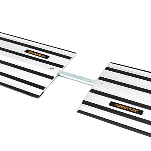 POWERTEC 71505 110” Guide Rail Joining Set for DeWalt Track Saws | Includes 2x55" Aluminum Extruded Guided Rails and (1) Guide Rail Connector for Woodworking Projects