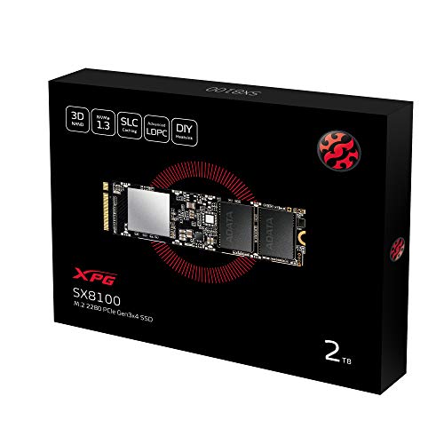 XPG SX8100 2TB 3D NAND NVMe Gen3x4 PCIe M.2 2280 Solid State Drive R/W 3500/3000MB/s SSD (ASX8100NP-2TT-C)