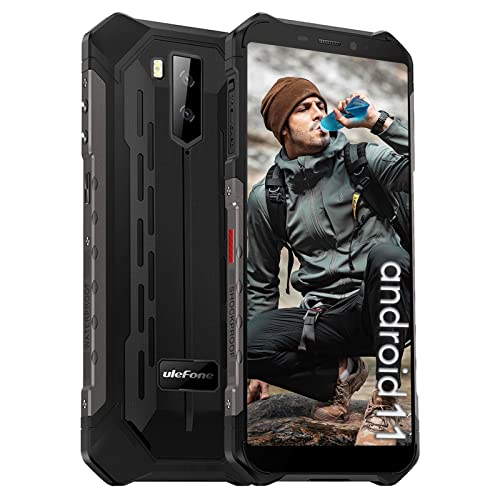 Rugged Smartphone Ulefone Armor X5 (2021), Waterproof IP68 Dual SIM Unlocked Phones, Global 4G LTE, 8-Octa-core Android 11, 3GB+32GB, 5000mAh Battery, Face Recognition, Bluetooth, NFC, Compass -Black