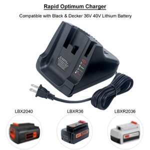 Biswaye 40V MAX Battery Fast Charger LCS40 Compatible with Black & Decker 36V 40V Max Lithium Battery LBX1540 LBX2540 LBX2040 LBXR2036 LBXR36 LBX2240 LBX36 LSW36 LST136 LHT2436