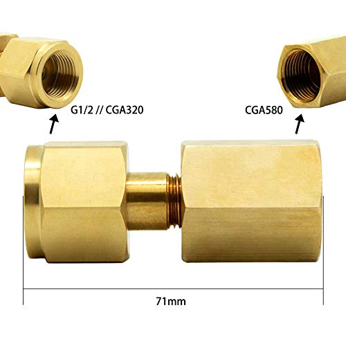 Gurlleu Universal CGA580 to CGA320 CO2 Cylinder Inlet Adapter Carbon Dioxide Tank to Argon Flowmeter Regulator Fittings (Female Thread)