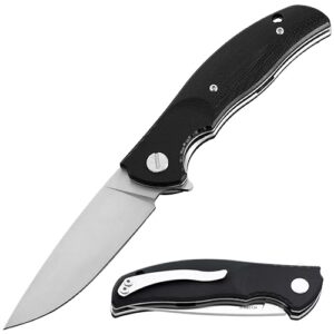 pocket knife - black folding knofe with g10 handle - 9cr18mov stainless steel - multipurpose work jack tactical knives - best for edc camping fishing hiking hunting - cool gifts for men s-22