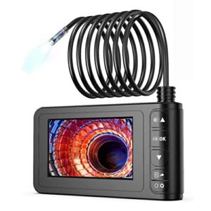industrial endoscope, skybasic digital borescope sewer camera ip67 waterproof 4.3 inch lcd screen hd snake camera inspection camera with 6 led lights, semi-rigid cable, 32gb card and tool -16.5ft