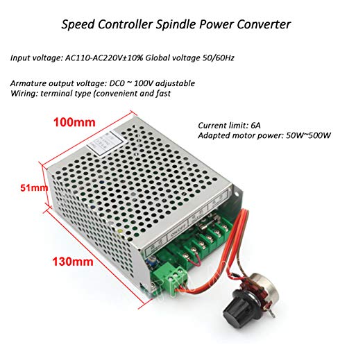 RATTMMOTOR 500W CNC Air Cooled Spindle Motor ER11 12000RPM + Input Voltage AC110V-220V Speed Controller with Power Supply + 52mm Clamp for CNC Router Milling Machine