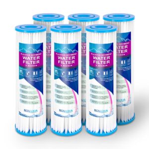 ronaqua 6 pleated sediment water filter cartridge 9.87”x 2.5” amplified surface area, removes sand, dirt, rust, extended filter life well-matched with whkf-whpl, 801-50, wb-50w, wfpfc3002, spc-25-1050