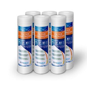 6 grooved 1 micron sediment water filter cartridges 10"x 2.5", four layers of filtration, removes sand, dirt, silt, rust, made from polypropylene well-matched with p5, ap110, wfpfc5002, cfs110, rs14