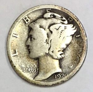 1920 d mercury dime 90% silver 10c average circulated