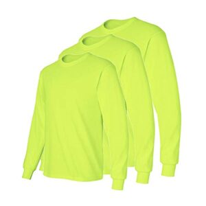 fit in basic safety high visibility long sleeve construction work shirts for men x-large, safety green (3pk)