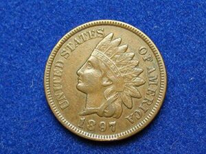 1897 no mint mark u.s. indian head cent full liberty - full rim - excellent coin - seller grades fine to xf