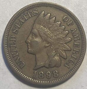 1898 no mint mark u.s. indian head cent full liberty full rim - excellent coin - seller grades fine to xf