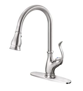 appaso pull down kitchen faucet with 2-mode sprayer brushed nickel - single handle 1 hole high arc pull out kitchen sink faucets, stainless steel, 170bn