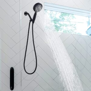 100% Metal Hand Held Shower Head with 70'' Hose and Holder | Made with Stainless Steel and Brass | High Pressure Handheld Showerhead, Adjustable Bracket，Extra Long Flexible Hose (Matte Black)