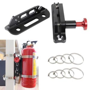 MFC New Multi-Purpose Aluminum Adjustable Fire Extinguisher Holder Mount with 8 Clamps(4 pcs Extra Adjustable Rings for Spare Using) Compatible with for Jeep Wrangler UTV Polaris RZR Ranger